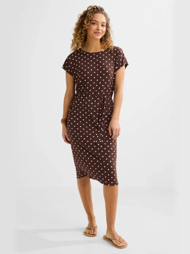 BEACHWAVE jurk donkerbruin