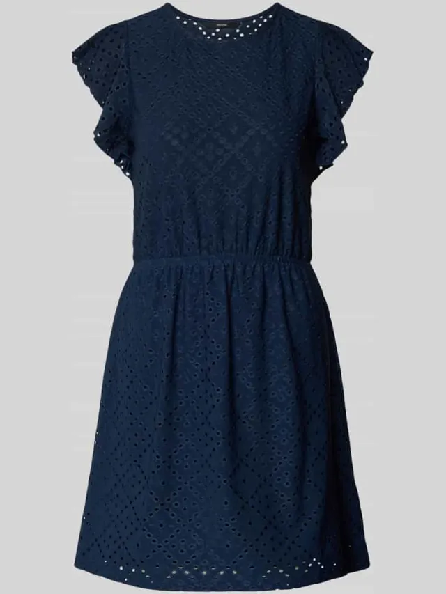 Vero Moda Getailleerde zomerjurk met ajourpatroon model 'TASSA' donkerblauw, foto 2