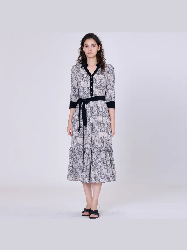 Smart & Joy BI Materiaal Gedrukte blouse-dress Ecru