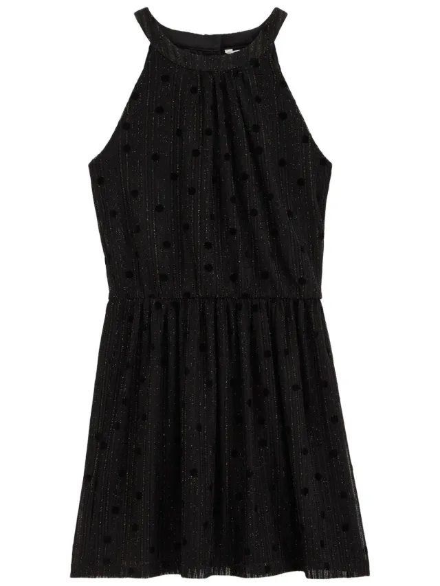WE Fashion semi-transparante korte halterjurk met glitters - black dessin