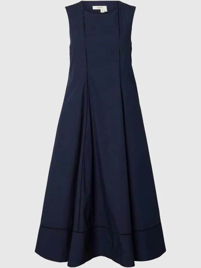Selected maxi-jurk Katoenen dark sapphire