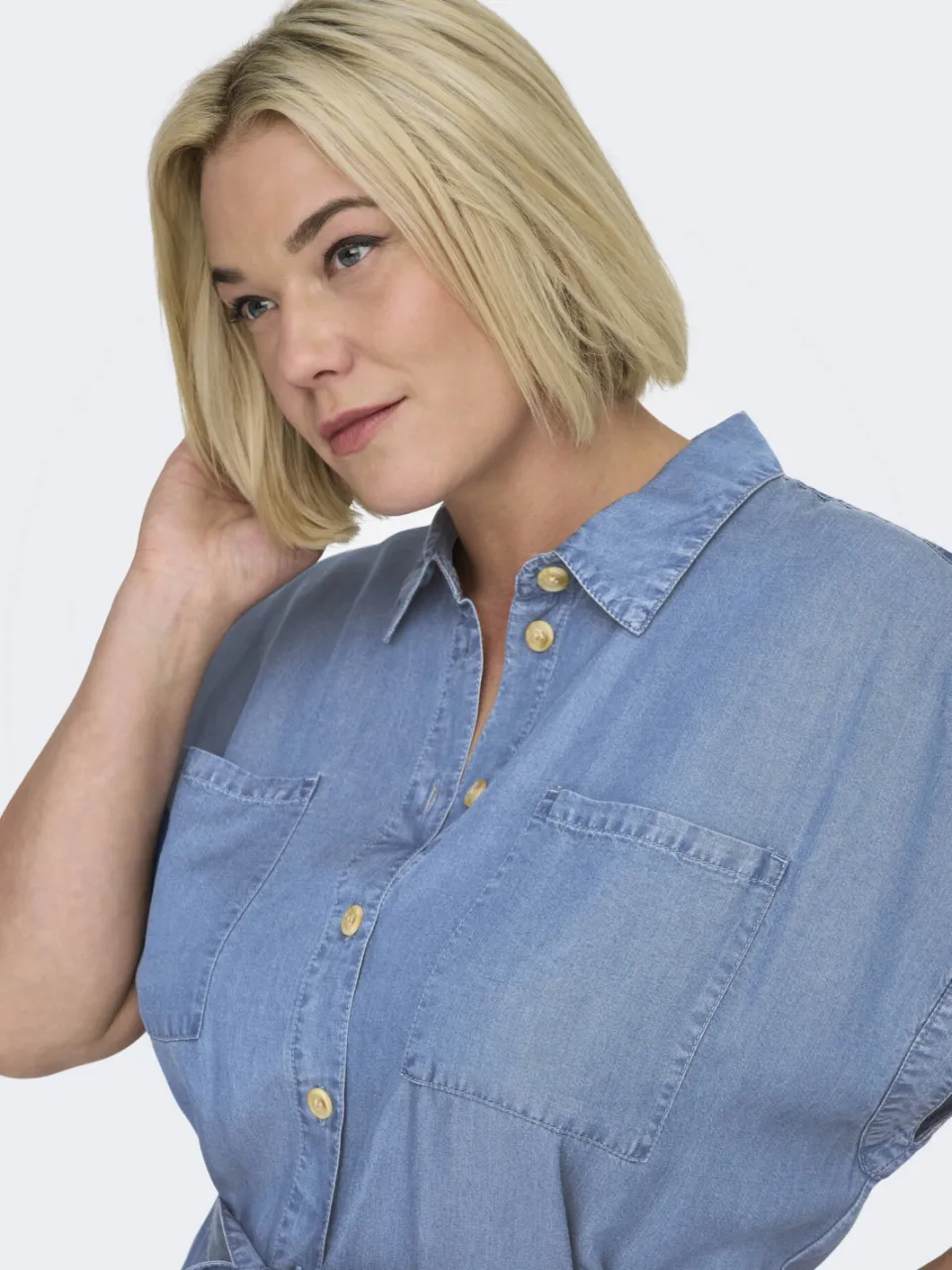 Only Carmakoma jurk gebreid light blue denim, foto 6