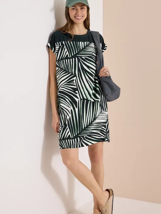 cecil Knielange jurk met printmix Groen