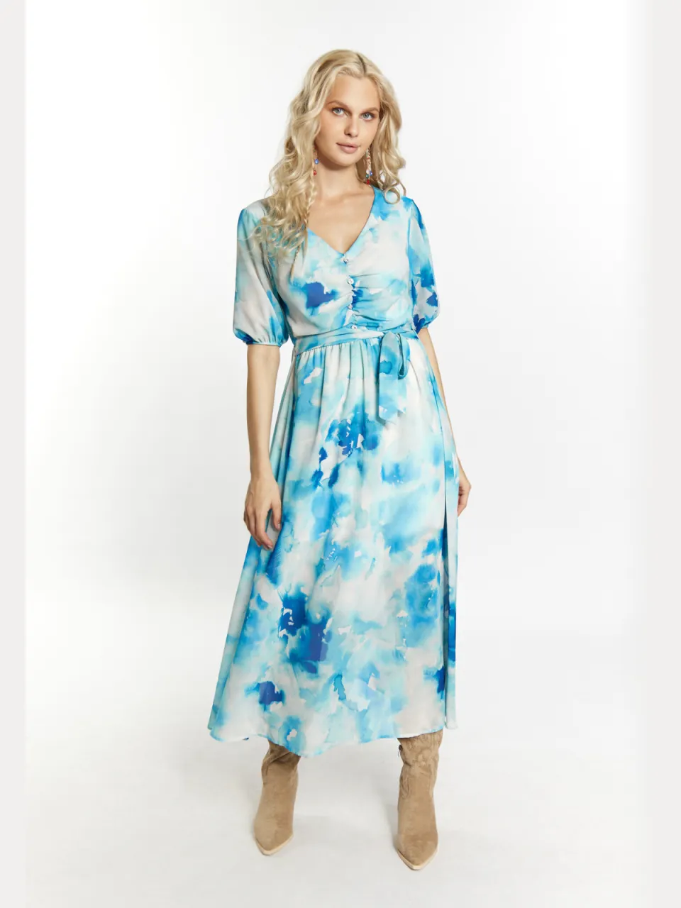 IZIA Jurk Dames Blauw Veelkleurig