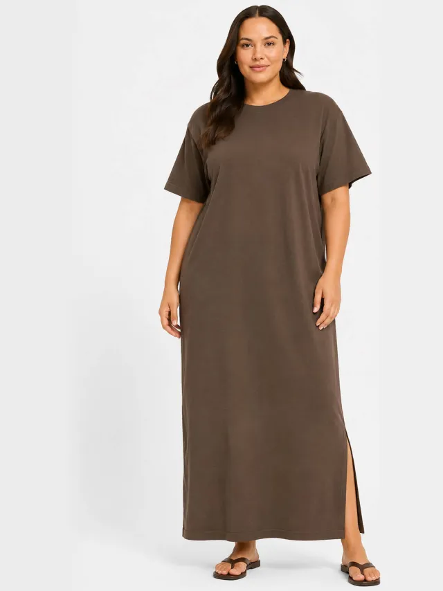Noisy May Curve T-shirtjurk zomerjurk bruin
