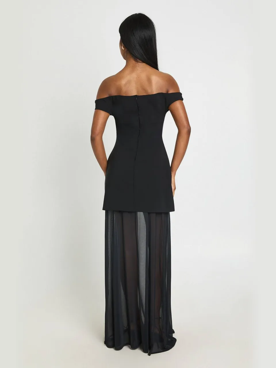 boohoo Dames Bengaline Maxi Jurk Met Transparante Zoom Bandeau Buste Detail zwart, foto 2