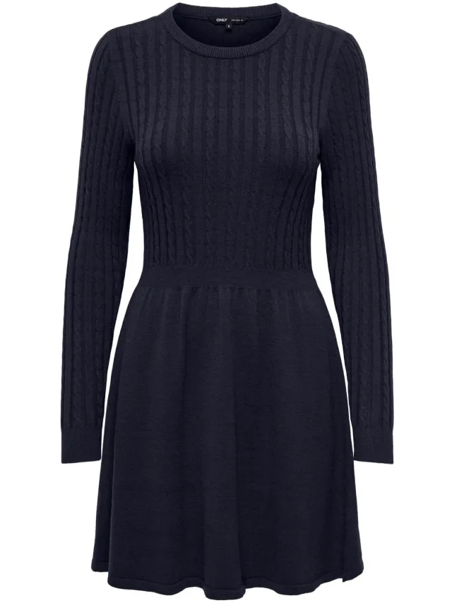Only ONLFIA LS CABLE DRESS KNT NOOS - Dames - Mini jurken night sky