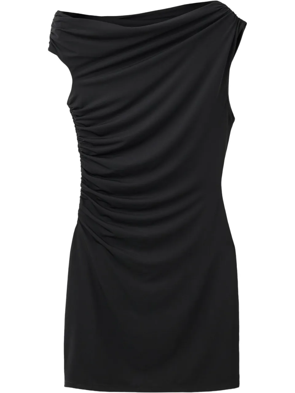 Mango one shoulder mini jurk met plooien - zwart, foto 2