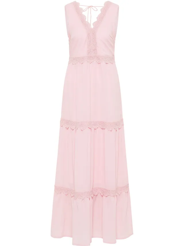 IZIA spaghetti jurk maxi gaya roze, foto 2