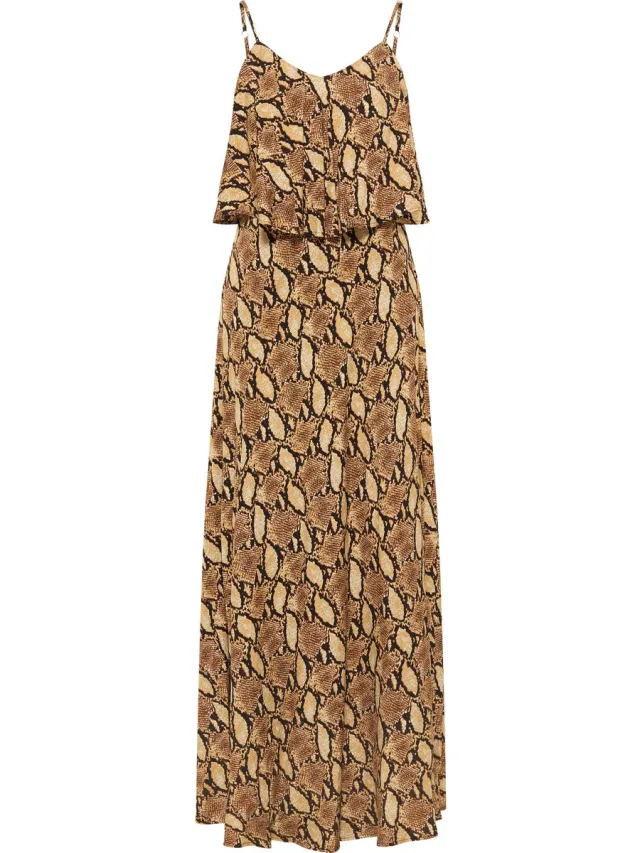 Faina Maxi-jurk met slangenprint nelice beige slang