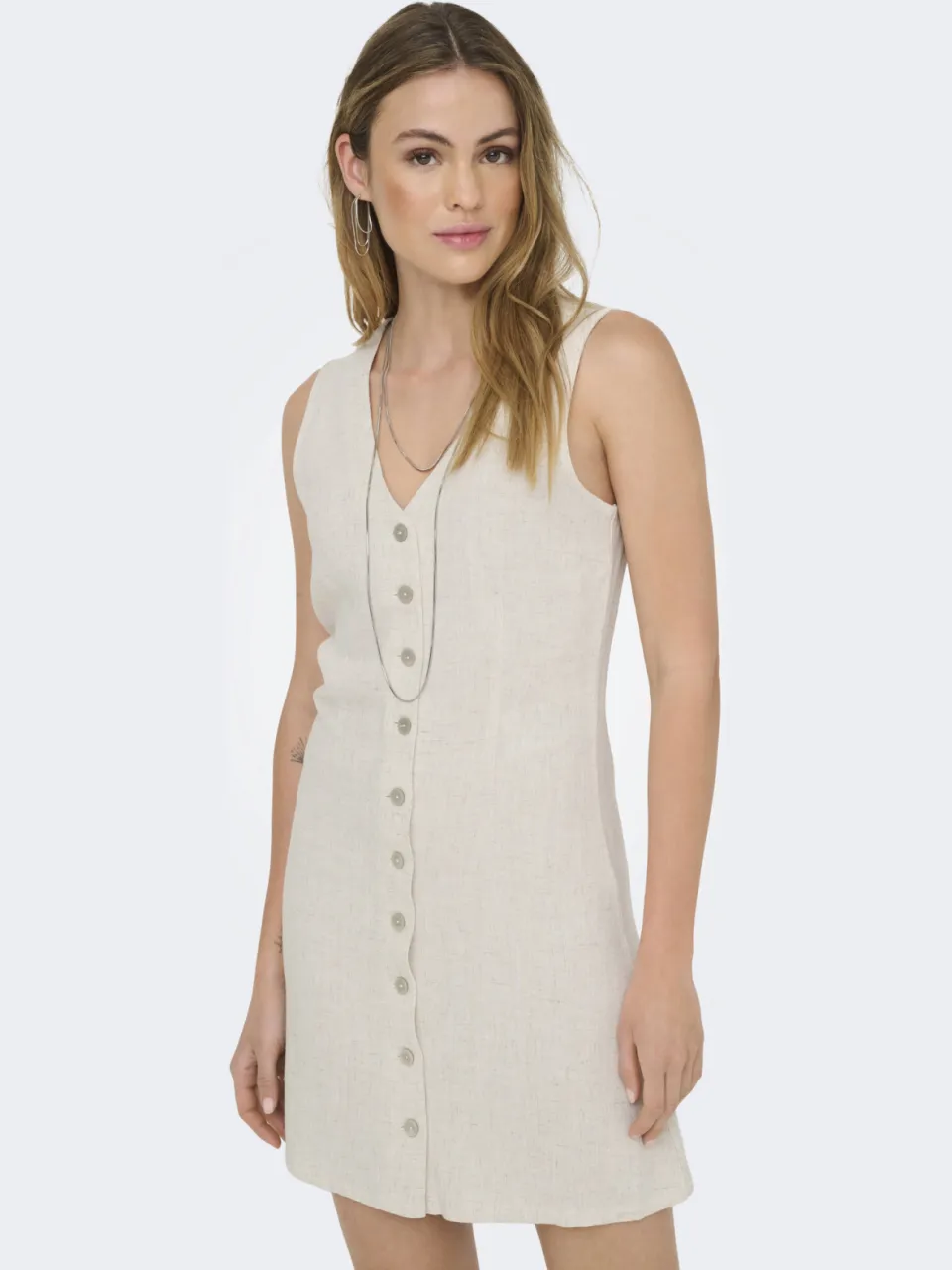 Only getailleerde vrijetijdsjurk beige, foto 3