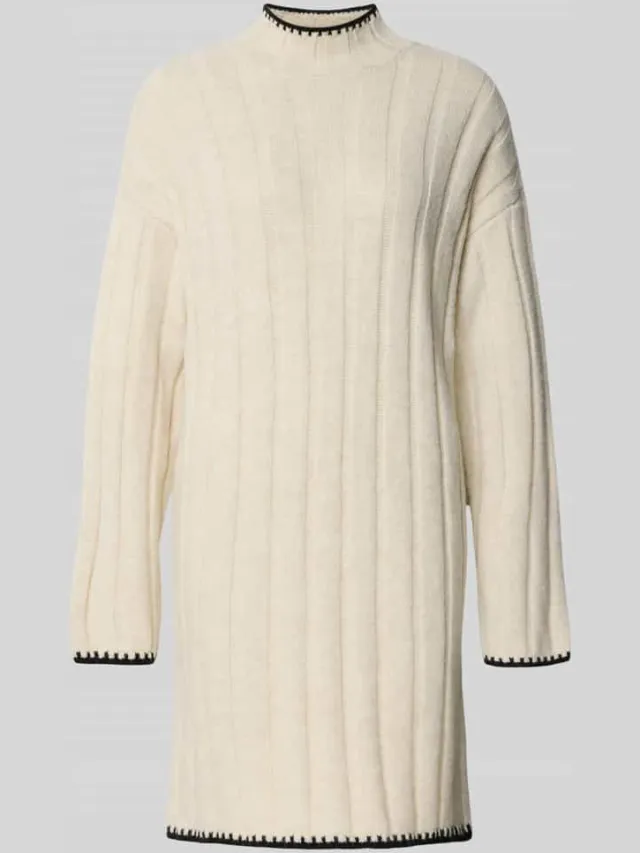 Only Comfort fit gebreide jurk met contrastdetails, model 'CHICK' Offwhite