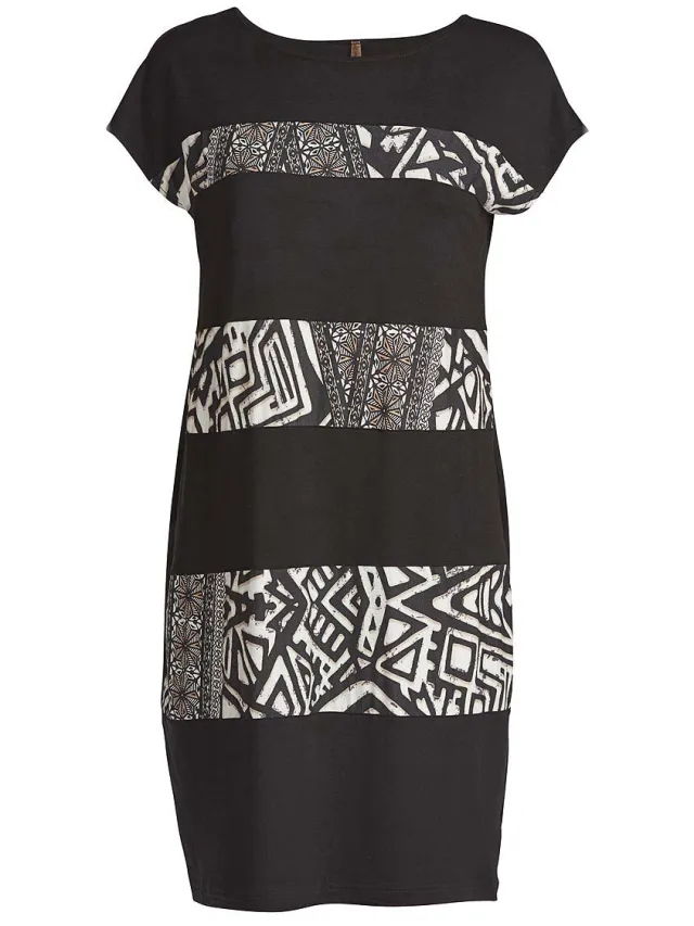 Conquista Rechte jurk met printdetail Zwart