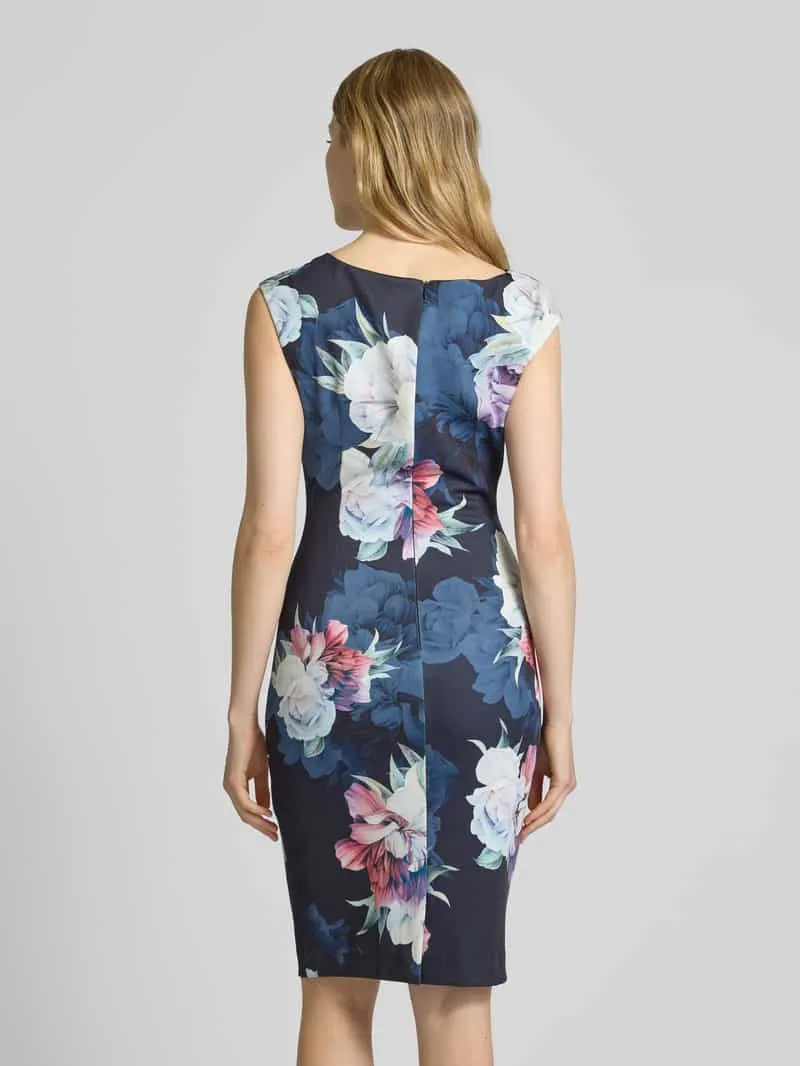 Swing Cocktailjurk met bloemenmotief marineblauw, foto 3