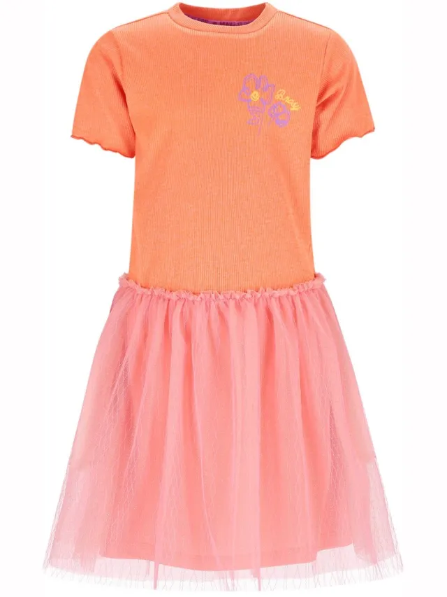 B.Nosy Y602-5851 meisjes jurk oranje Fusion Coral