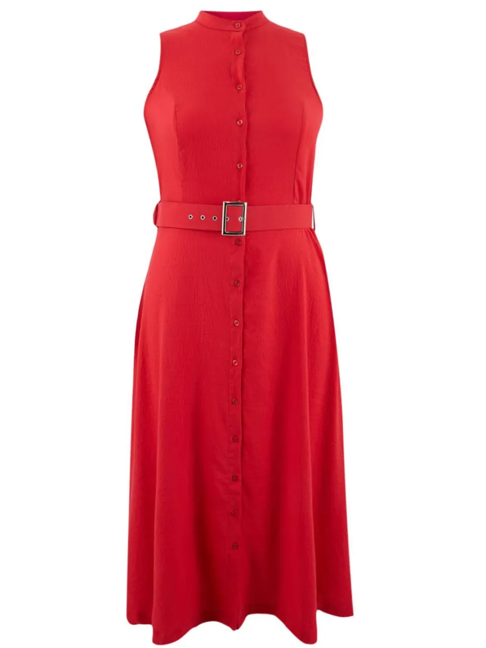 Trendyol Curve Dames Rood Effen Maxi Mouwloos Casual Blousejurk Grote maten Jurk, foto 2