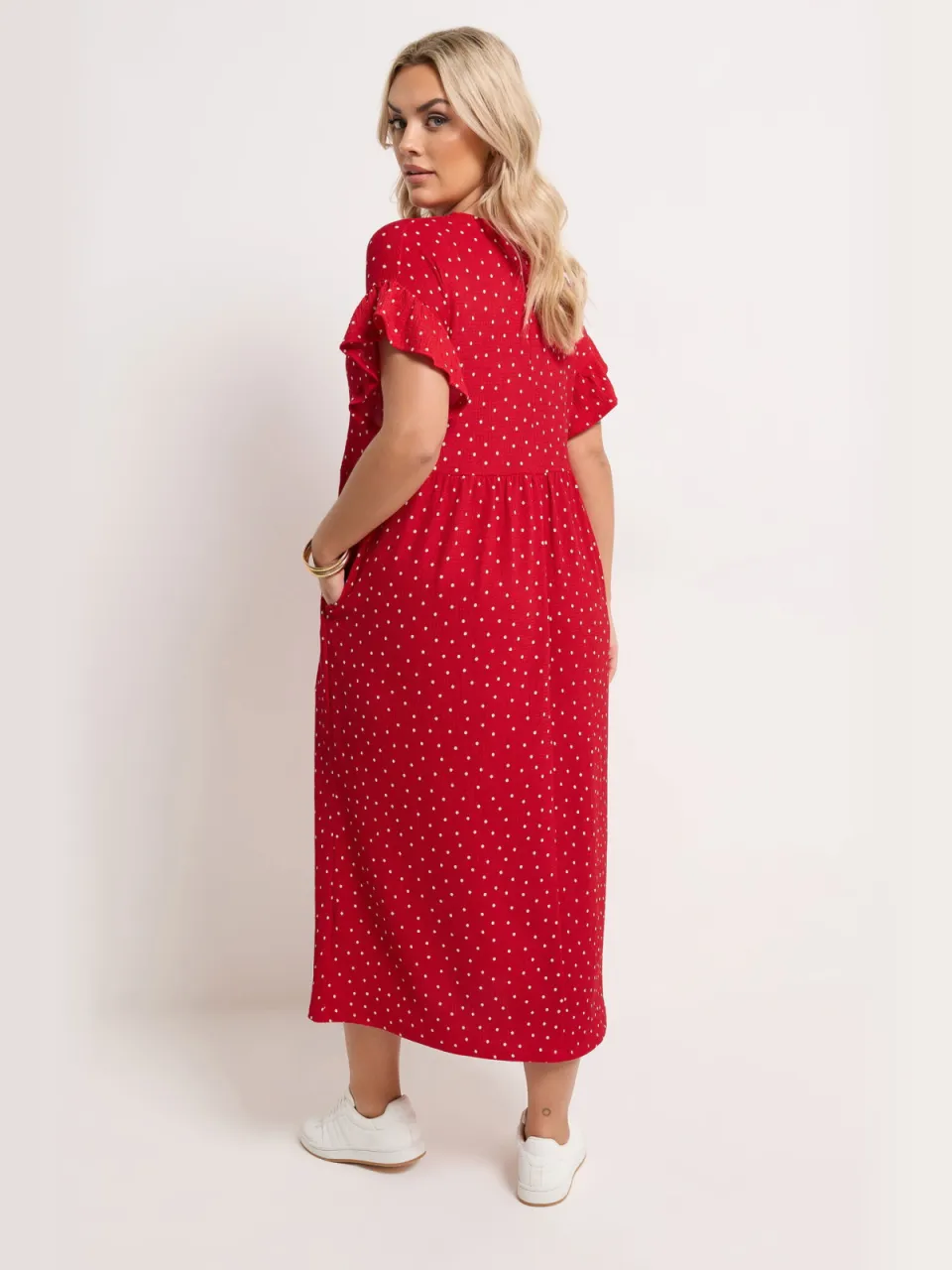 Yours Rode Polkadot Midijurk rood, foto 2