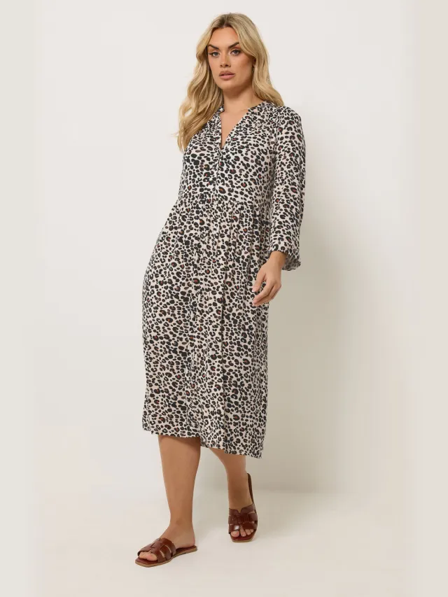 Yours Naturelbruine Midijurk Met Luipaardprint Brown