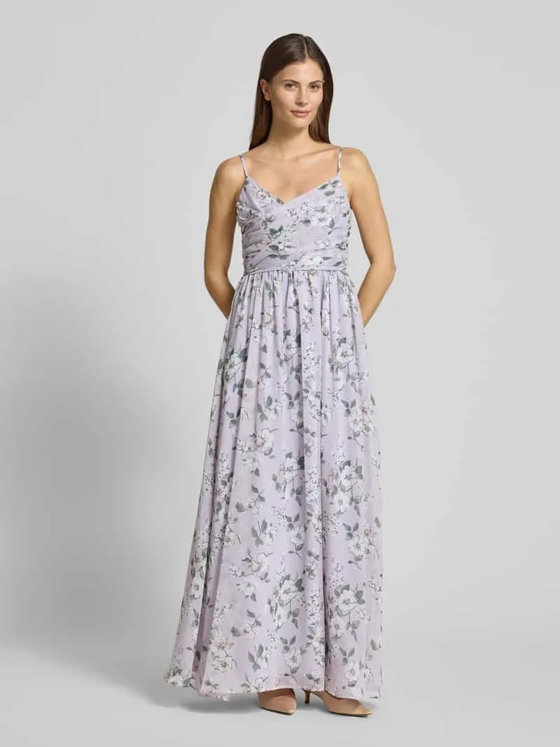 GUIDO MARIA KRETSCHMER WOMAN avondjurk met florale all-over print model 'Kate' - GMK for Bridgerton Lila