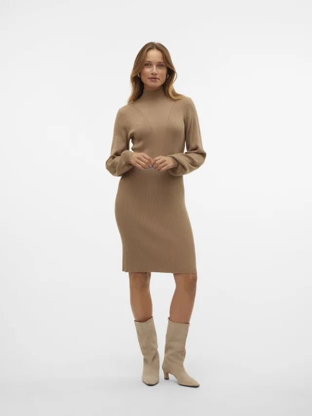 Vero Moda Gebreide jurk VMRAINA Korte jurk Sepia Tint