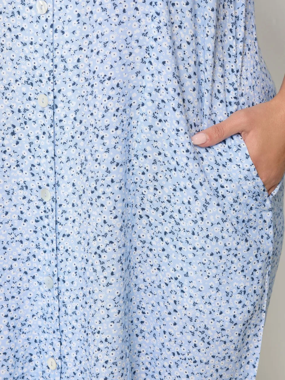 Yours Blauwe Tuniekjurk Met Bloemenprint En Knoopsluiting, foto 4