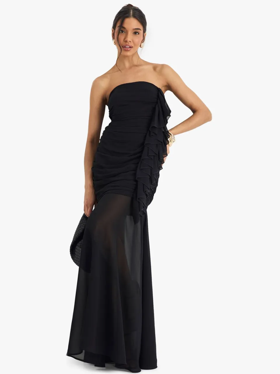 boohoo Dames Chiffon Geruikte Maxi Jurk zwart, foto 2