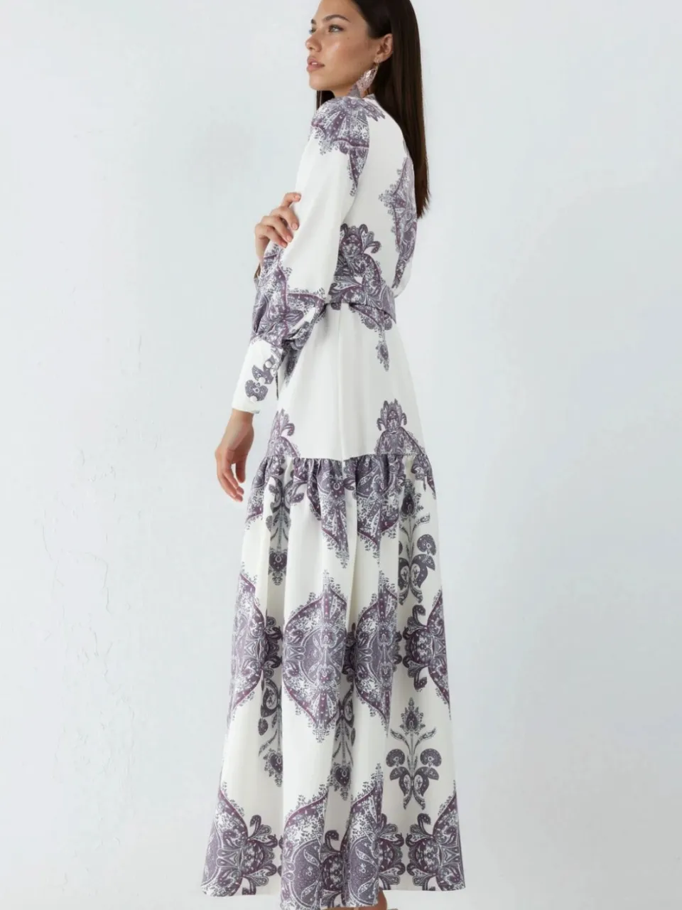MSN Collection Paisley-print maxi-jurk met riem en overhemdkraag veelkleurig, foto 2