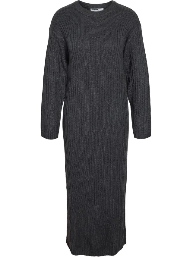 Noisy May Gebreide jurk NMCHARLIE MIDI Obsidian1