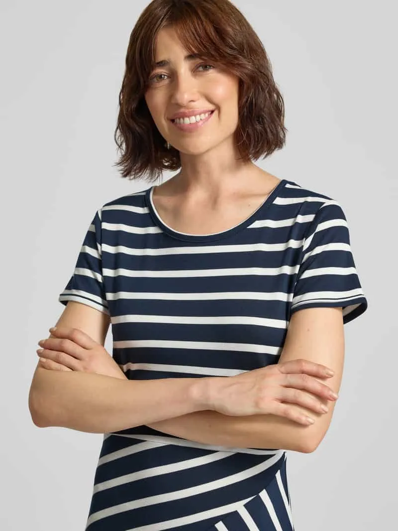 ZABAIONE midi-jurk in all-over look model 'Be44lissa' marineblauw, foto 4