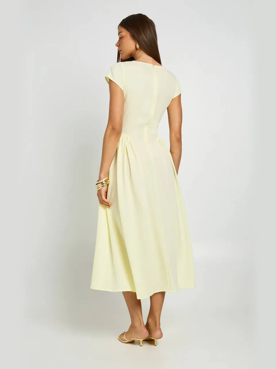 boohoo Dames Getextureerde Volume Rok Midaxi Jurk citroen, foto 2