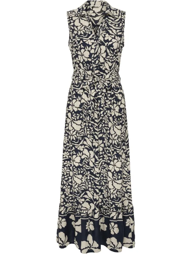 Only ONLVIBE LIFE S/L SHIRT LONG DRESS WVN - Dames - Maxi jurken Night Sky