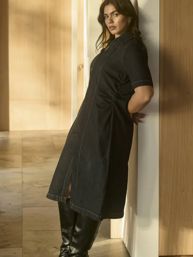 Kaffe Curve spijkerjurk Plus Size - donkerblauw, foto 2