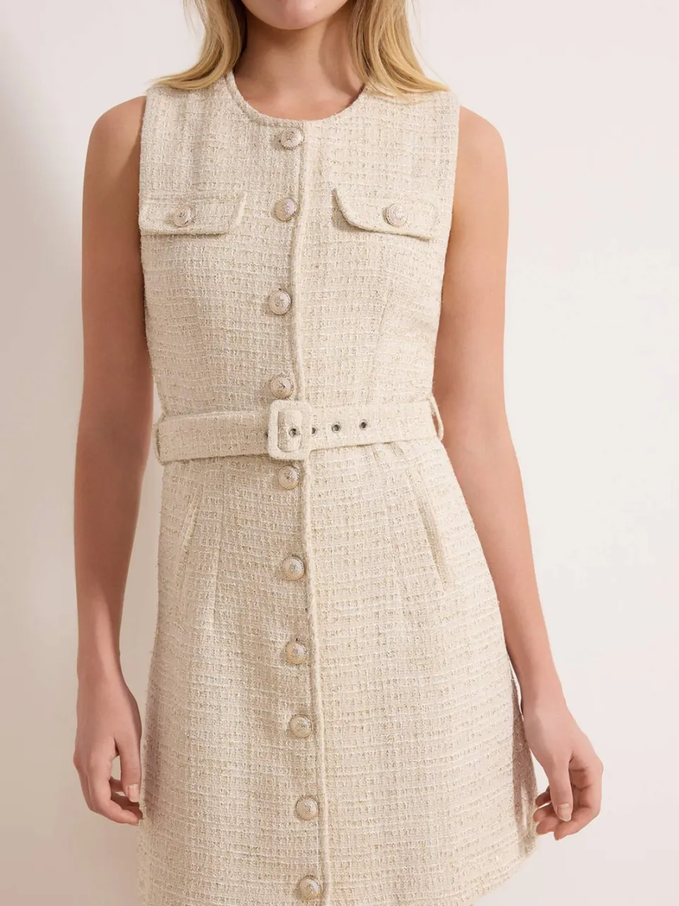 Trendyol TRENDYOLMİLLA Dames Beige Effen Kort / Mini Mouwloos Casual Blousejurk Jurken, foto 2