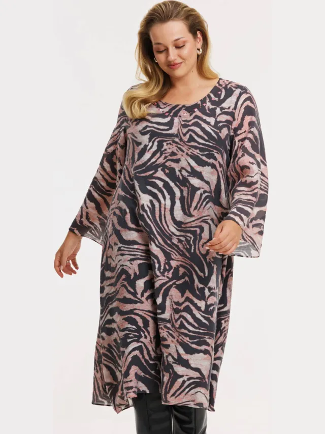 Yoek MILLY jurk met dierenprint Zwart