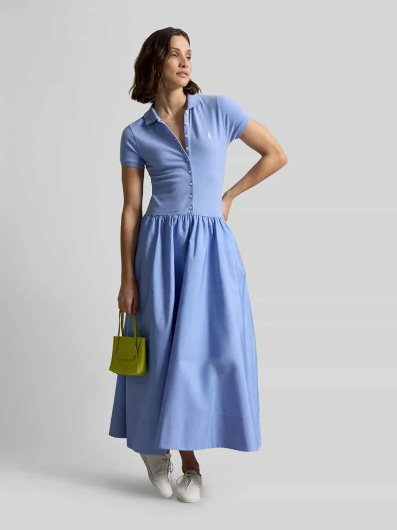 Polo Ralph Lauren Vrijetijdsjurk van katoenmix met polokraag lichtblauw, foto 4