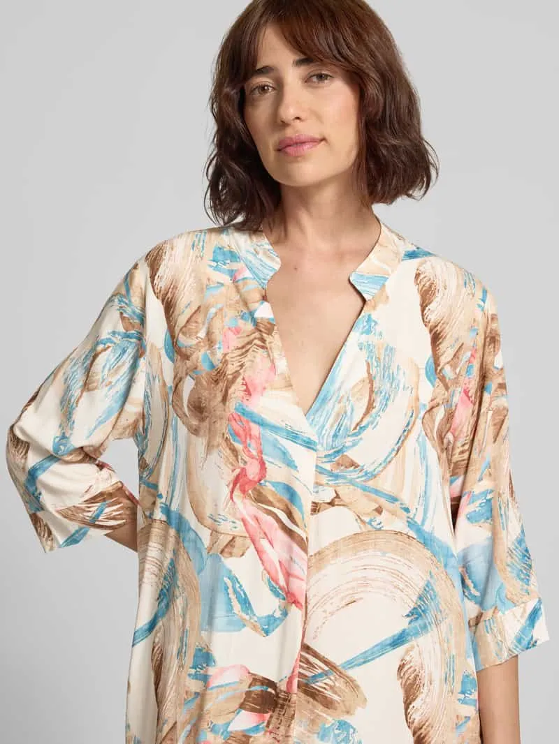 Zabaione Tunika-jurk van viscose met V-hals model 'Ge44rdaa' blauw, foto 5