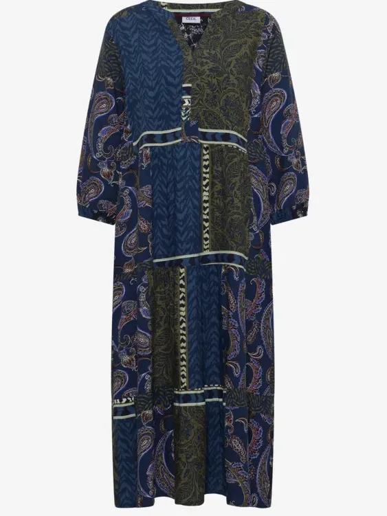 cecil Midi-jurk met split in de hals en patchwork-print blauw, foto 4