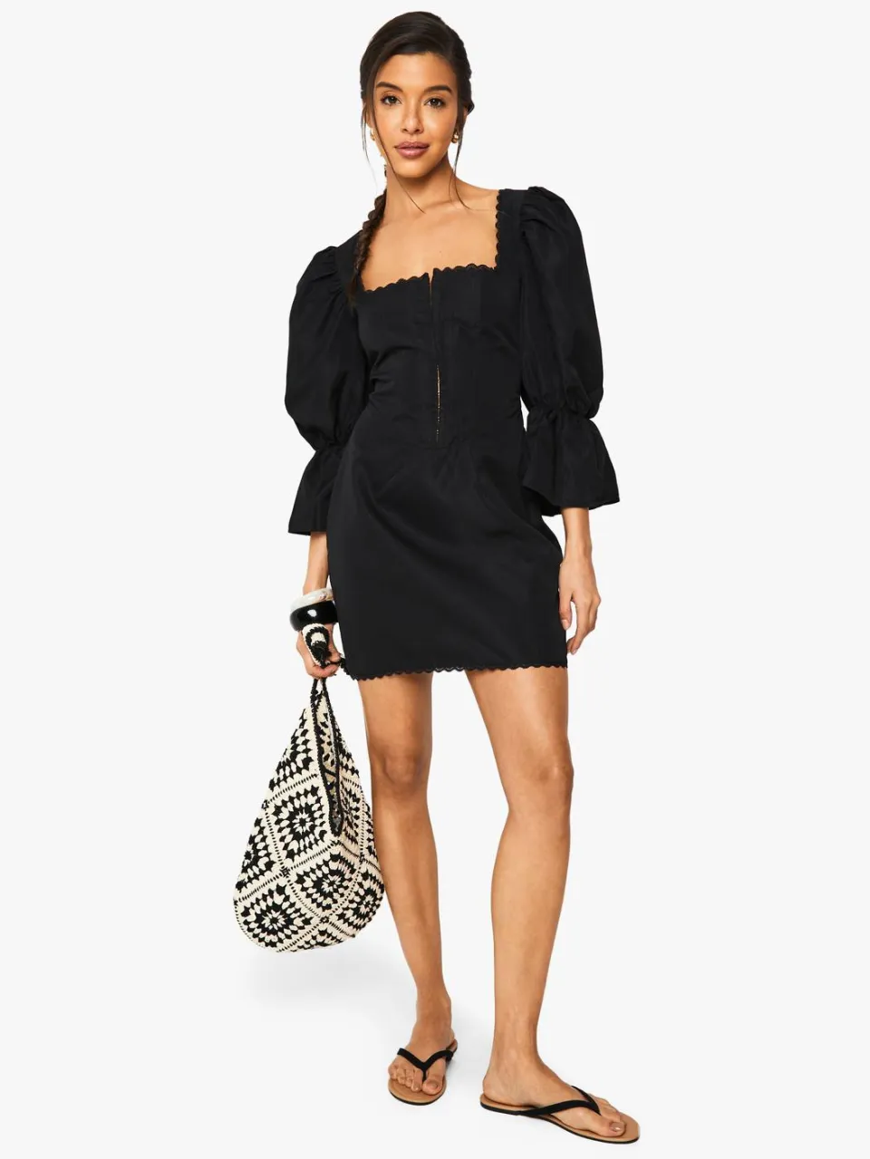 boohoo Dames Haak & Oog Korsetjurk zwart, foto 3
