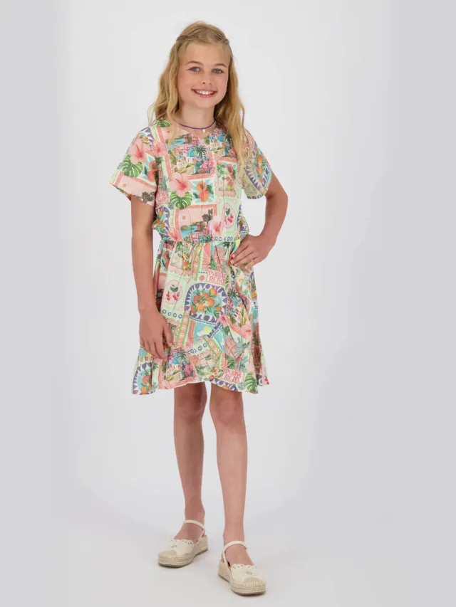 Vingino midi jurk met all-over print Groen/multicolor