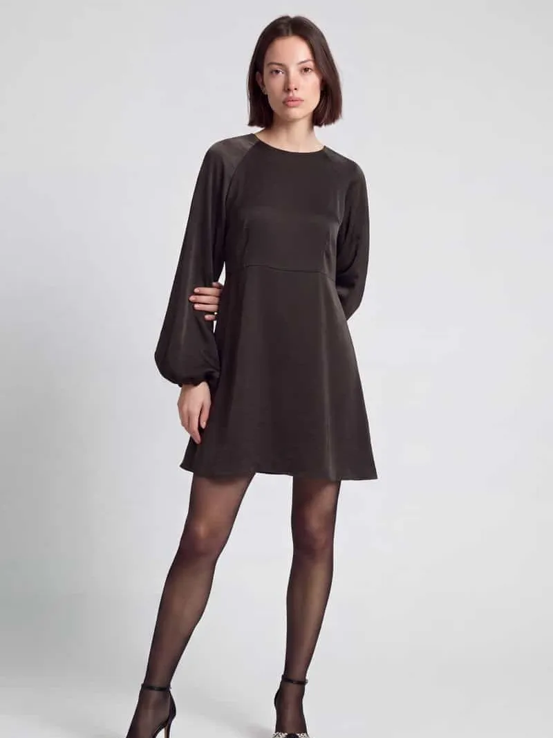 Vero Moda A-lijn vrijetijdsjurk met ronde hals model 'VMMIRO' Chocoladebruin gemêleerd
