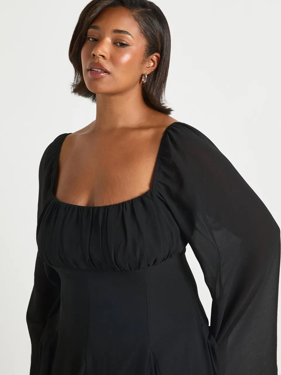 boohoo Dames Plus Chiffon Godet Skater zwart, foto 4