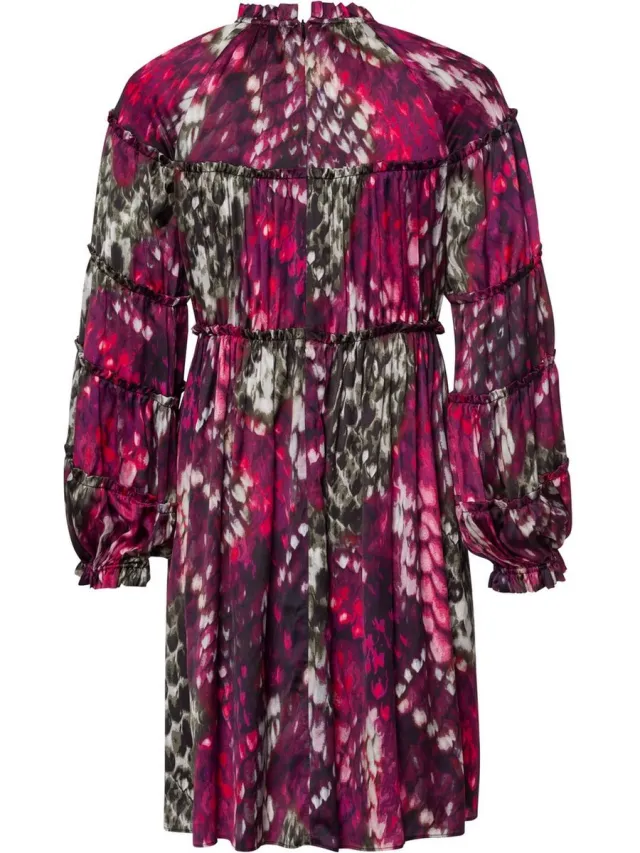 Marc Aurel • korte jurk met kaki paarse print •