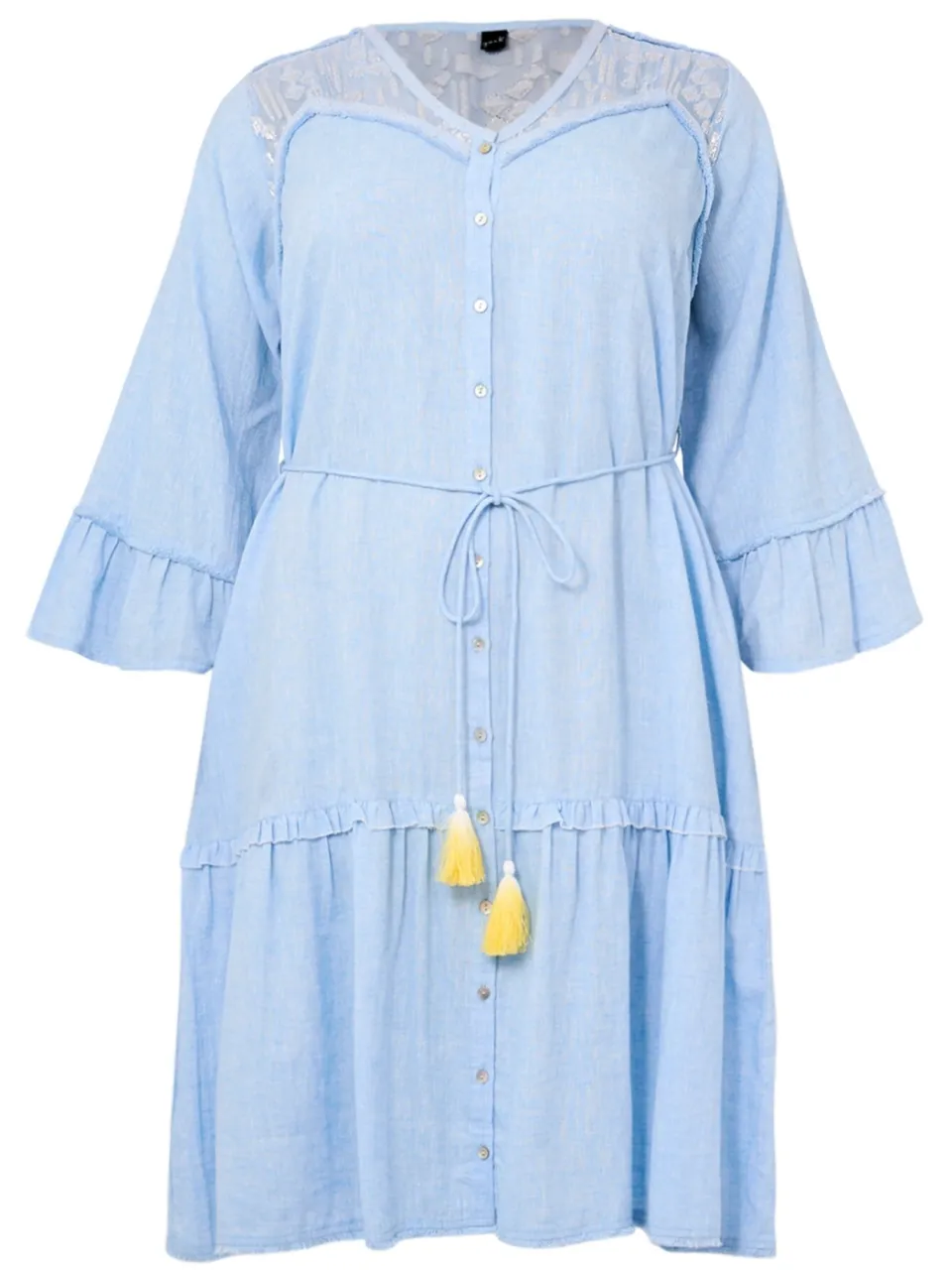 Yoek Jurk met glitter CHAMBRAY | Lichtblauw, foto 2