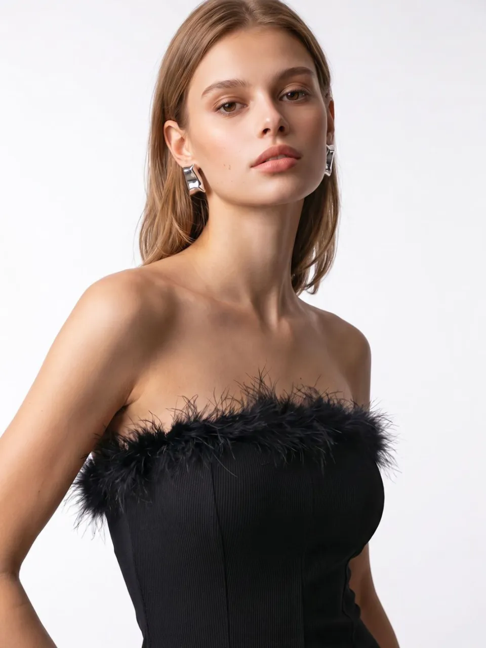 Mixray Dames Strapless Bodycon Mini Jurk zwart, foto 2