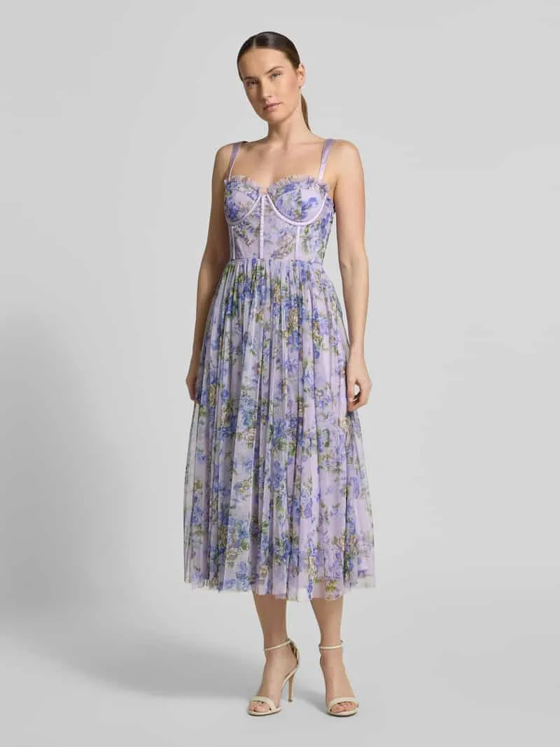 Lace & Beads Cocktailjurk van tule in allover-look Lila