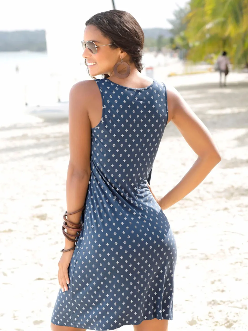 Strandjurk blauw geprint
