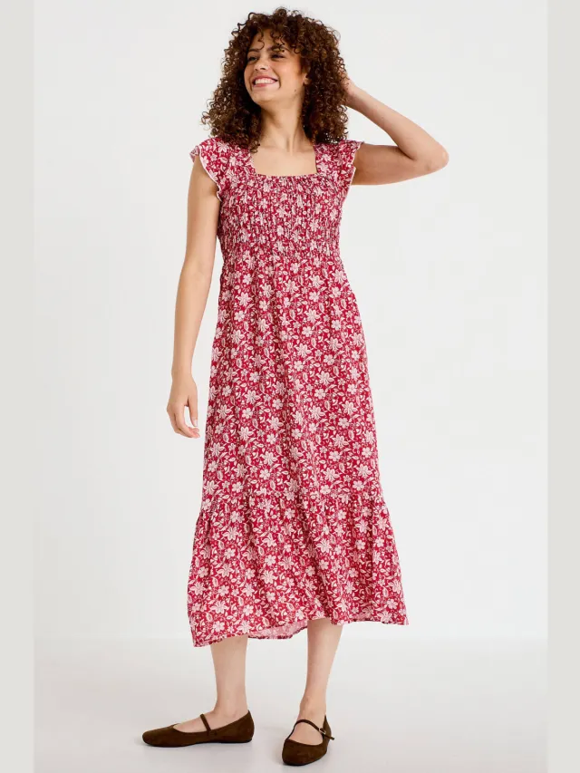 Cache Cache gebloemde midi jurk - rood rood / wit