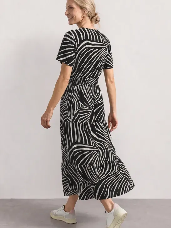 Street One Midi-jurk met print en smokdetail zwart, foto 2