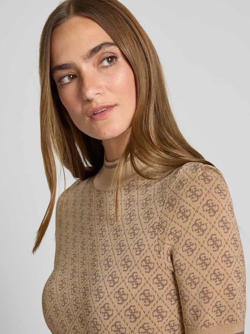 Guess Gebreide mini-jurk met logomotief, model 'LISE' zand, foto 4