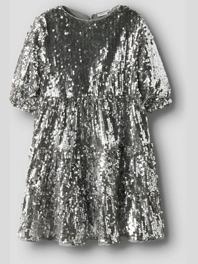 NAME IT NKFRISCING 3/4 SL DRESS - Meisjes - Jurken Silver